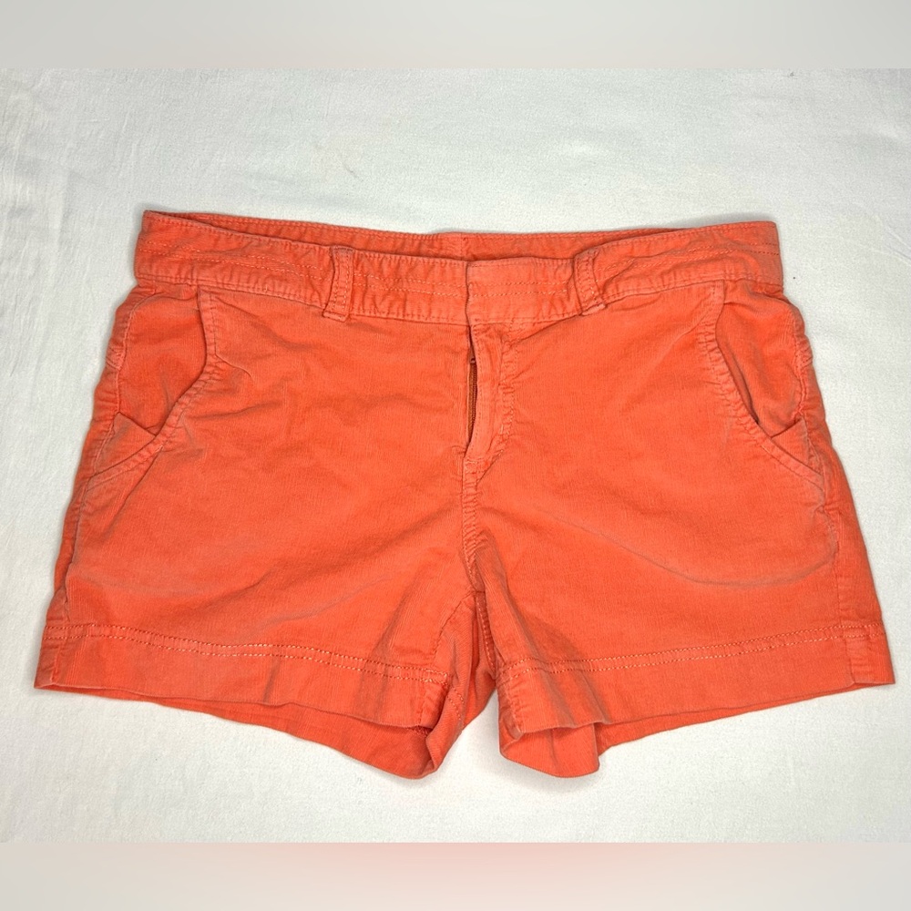 Athleta Pica Shorts‎ Women's Size 4 Orange Coral Corduroy Cotton Stretch Comfort